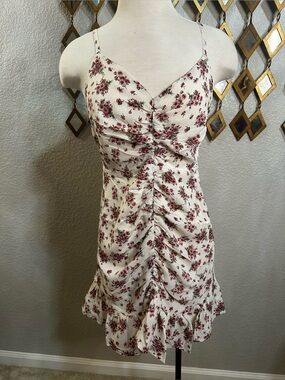 NWT REVEROF Floral Ruched Spaghetti Strap Mini Dress